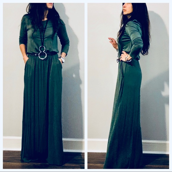 ✨LAST ONE✨Olive green pocket belted maxi dress - Picture 5 of 5